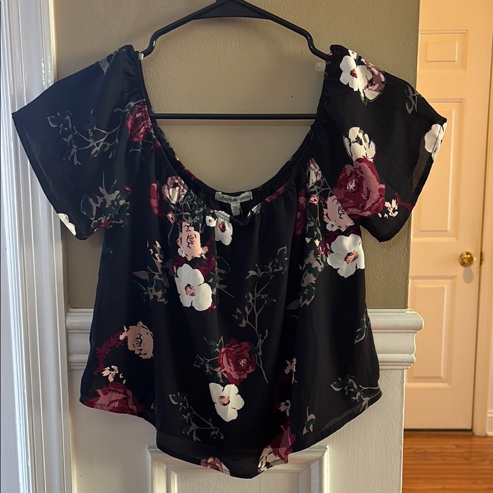 Charlotte Russe Floral Black Top